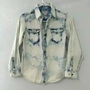 Mossimo Supply Co Kids Denim Acid Wash Button Up Shirt Size 8-10